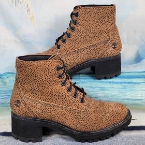 Timberland Kori 6in Lace Uo Cheetah Print Suede Womens 8.5